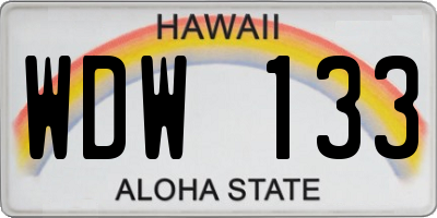 HI license plate WDW133