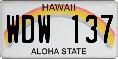 HI license plate WDW137