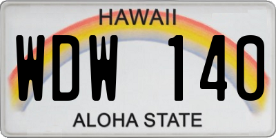 HI license plate WDW140