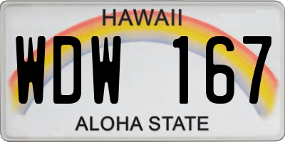 HI license plate WDW167