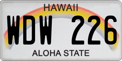 HI license plate WDW226