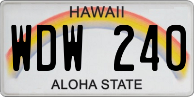 HI license plate WDW240