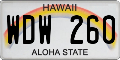 HI license plate WDW260