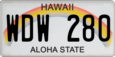 HI license plate WDW280