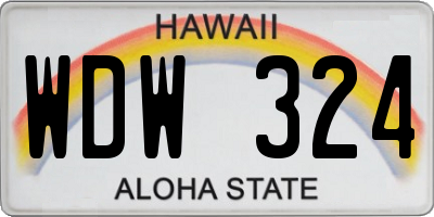 HI license plate WDW324
