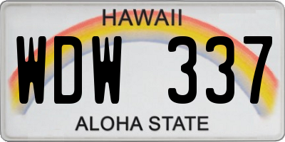 HI license plate WDW337