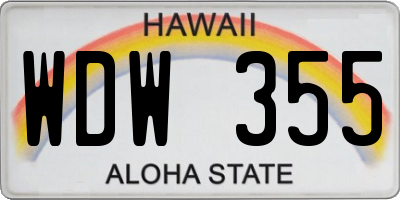 HI license plate WDW355