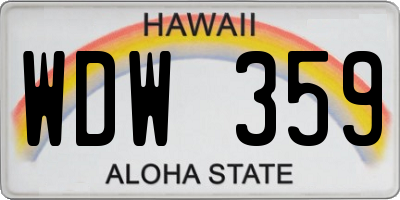 HI license plate WDW359