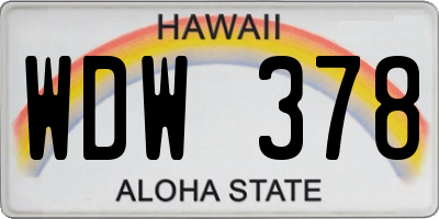 HI license plate WDW378