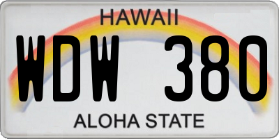 HI license plate WDW380