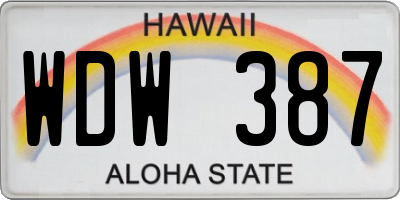 HI license plate WDW387