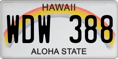 HI license plate WDW388