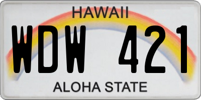 HI license plate WDW421