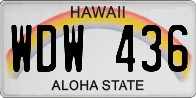 HI license plate WDW436