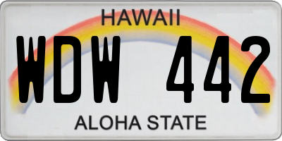HI license plate WDW442