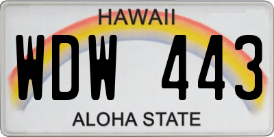 HI license plate WDW443
