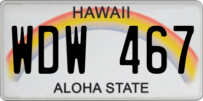 HI license plate WDW467