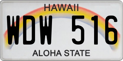 HI license plate WDW516
