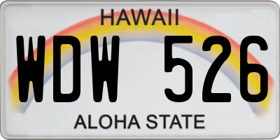 HI license plate WDW526