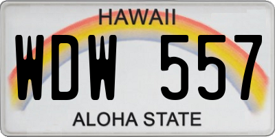 HI license plate WDW557