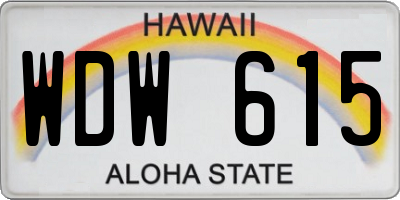 HI license plate WDW615