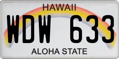 HI license plate WDW633