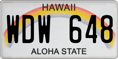 HI license plate WDW648