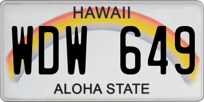 HI license plate WDW649