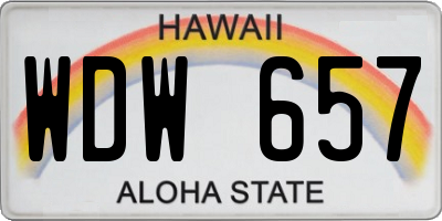HI license plate WDW657