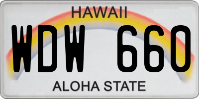 HI license plate WDW660