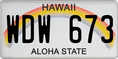 HI license plate WDW673