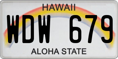 HI license plate WDW679