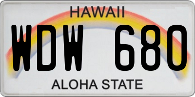 HI license plate WDW680