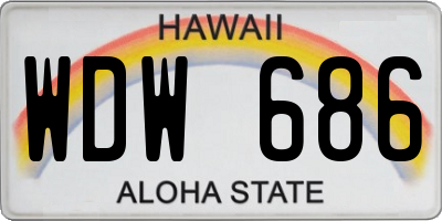 HI license plate WDW686