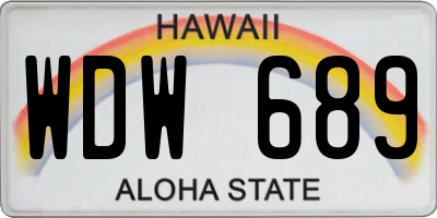 HI license plate WDW689