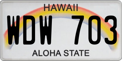 HI license plate WDW703