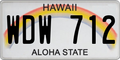 HI license plate WDW712