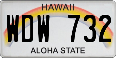 HI license plate WDW732