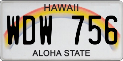HI license plate WDW756