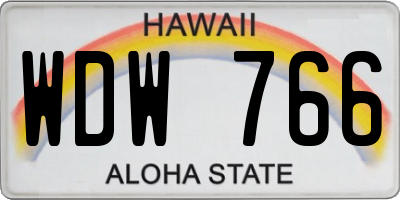 HI license plate WDW766