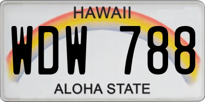 HI license plate WDW788
