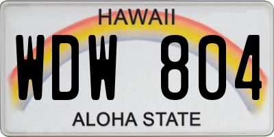 HI license plate WDW804