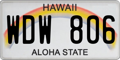 HI license plate WDW806