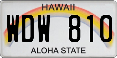 HI license plate WDW810
