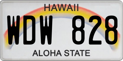HI license plate WDW828