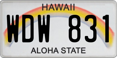 HI license plate WDW831