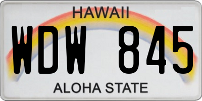 HI license plate WDW845