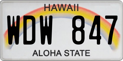 HI license plate WDW847