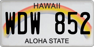 HI license plate WDW852