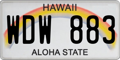 HI license plate WDW883